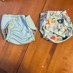 Charming Snowman Print Diaper Covers - Blue
